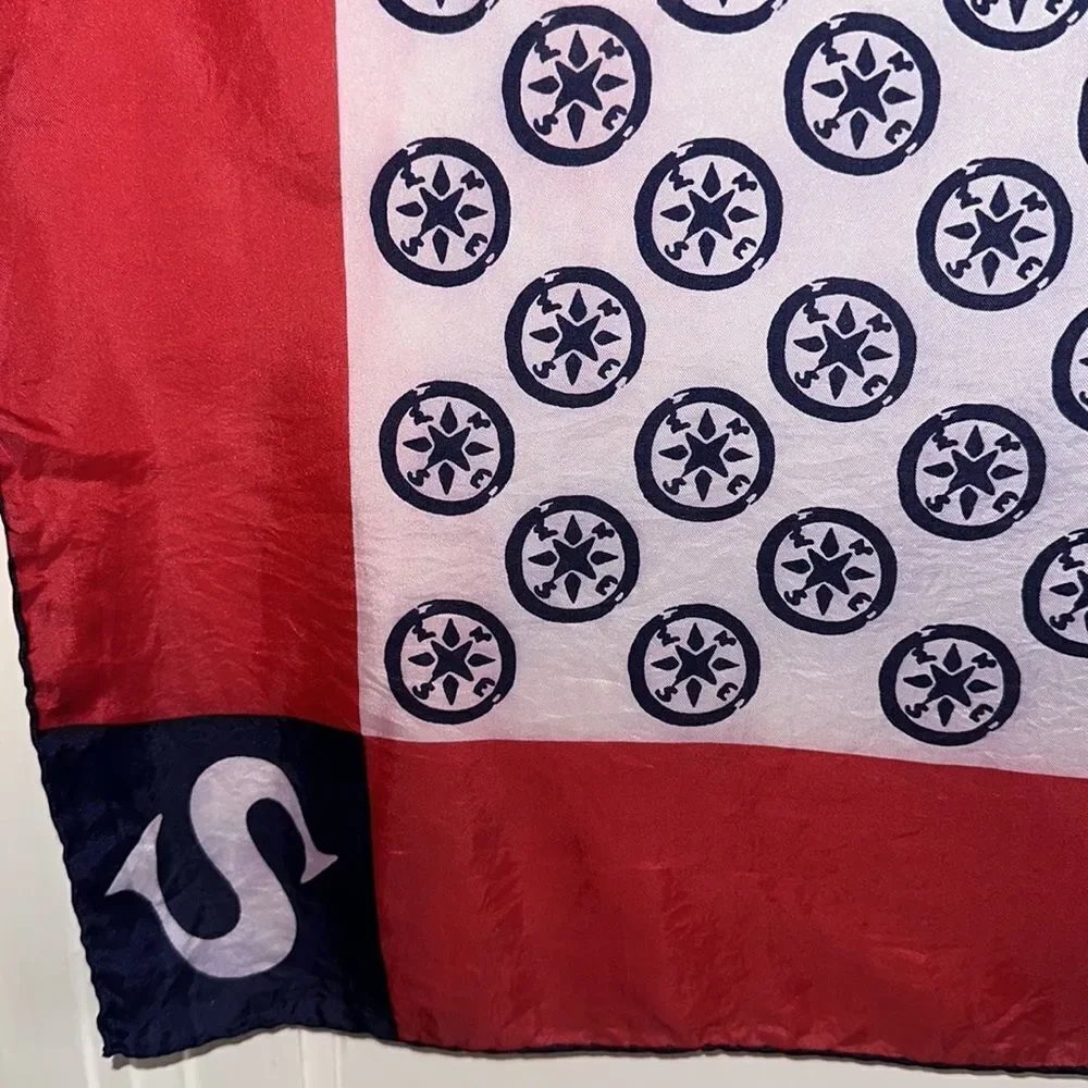 Vtg Glentex red, white & blue North South East & West Directions scarf‎
